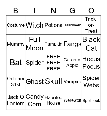 Halloween Bingo Card
