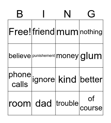 Grounded Bingo Card
