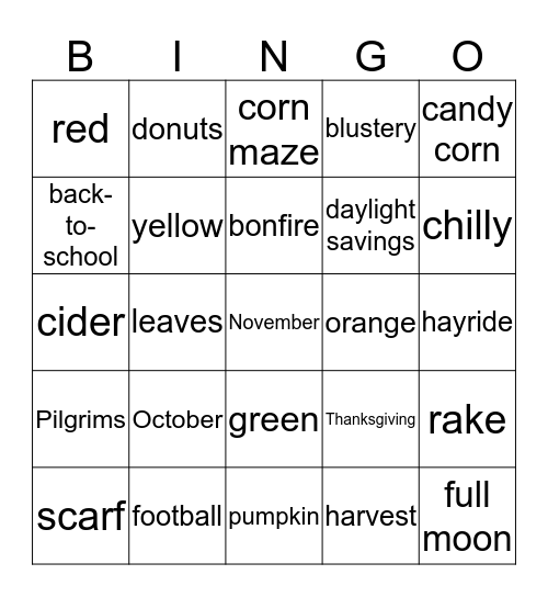 FALL FUN! Bingo Card