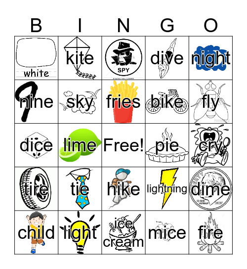 Long "i" Sound Bingo Card