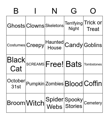 Halloween Bingo Card