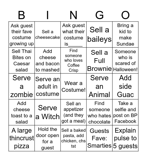 Halloween Bingo Card