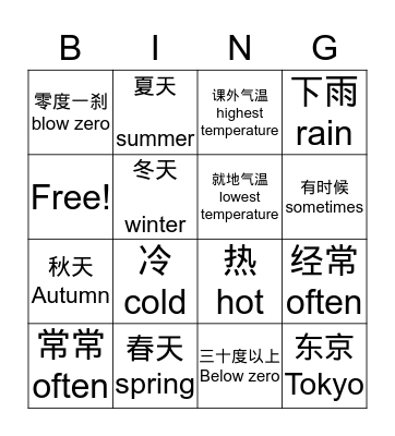 binbong Bingo Card