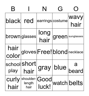 Unit 3 Appearance  Bingo Card