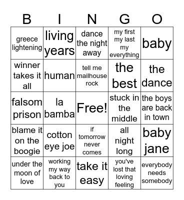 We Love 60s Bingo Card