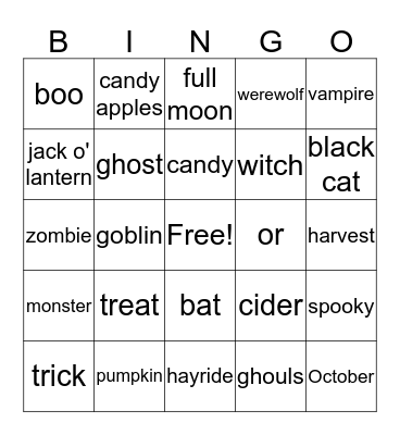 Halloween Bingo Card