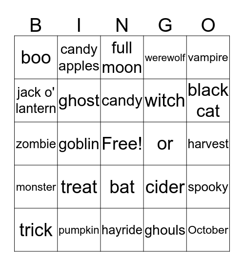 Halloween Bingo Card