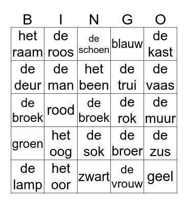bingo AZC Arnhem Bingo Card