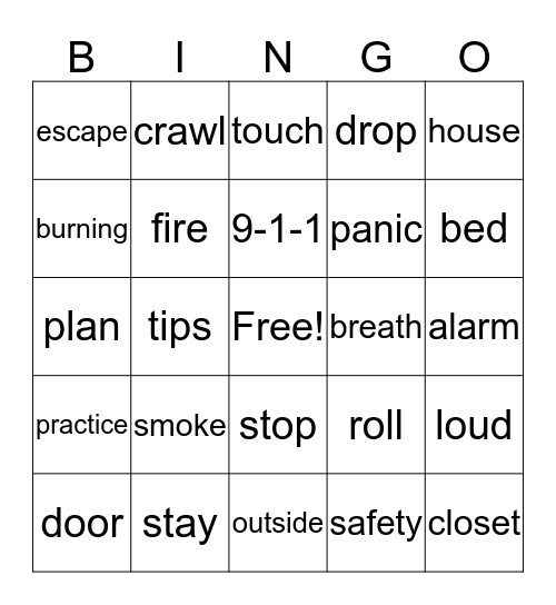 Fire Safety Bingo Card