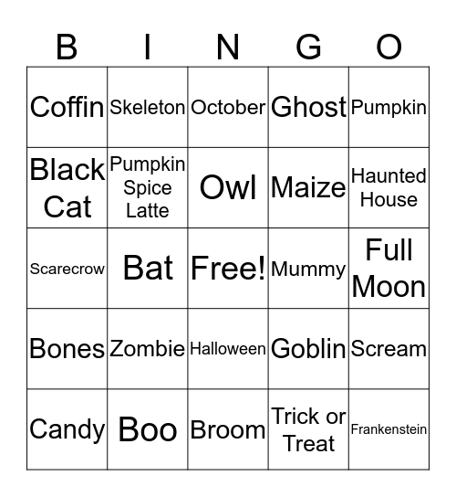 Halloween BNET Bingo Card