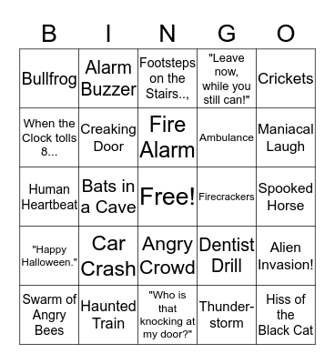 Spooky Sounds Bingo Card