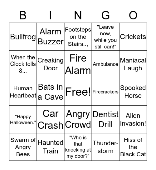 Spooky Sounds Bingo Card