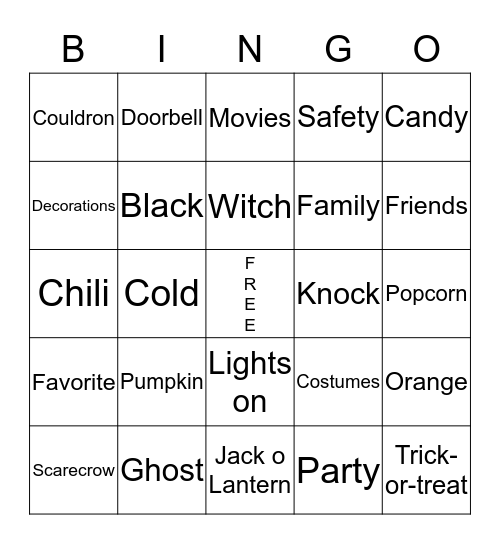 Halloween Bingo Card