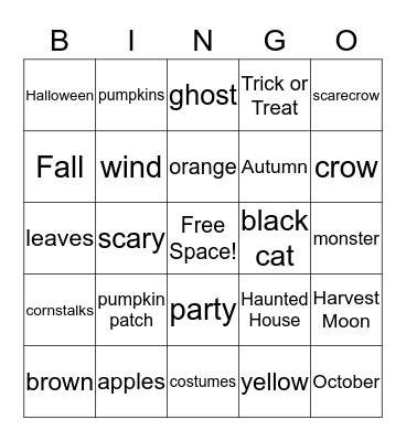 Halloween BINGO! Bingo Card