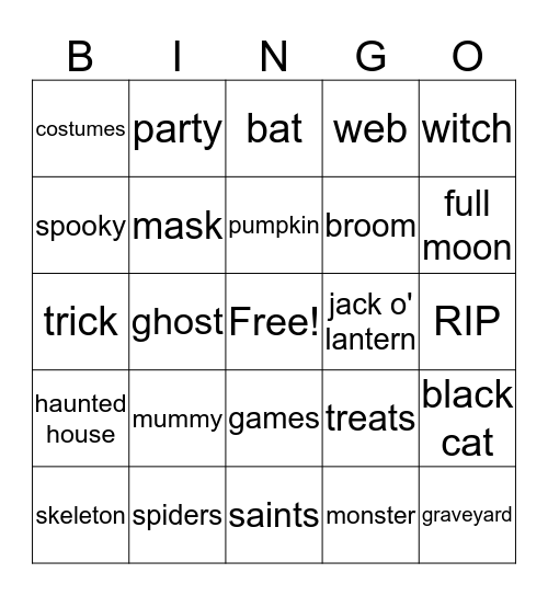 Halloween Bingo Card