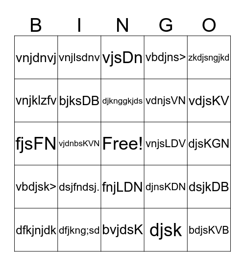 Things Bingo Card