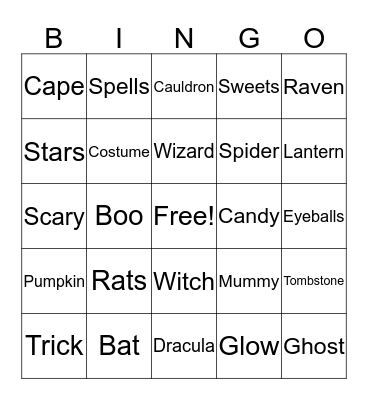 Halloween Bingo Card