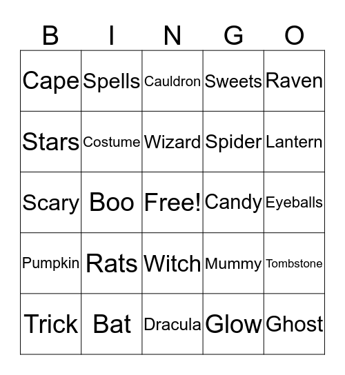 Halloween Bingo Card