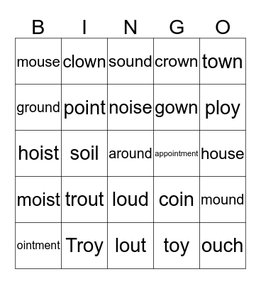 Lion Sounds Bingo Card