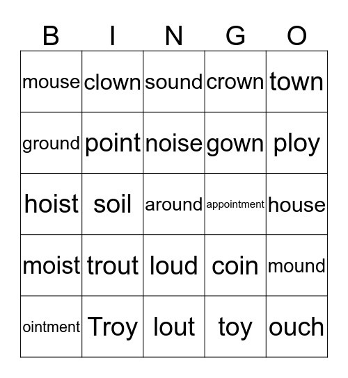 Lion Sounds Bingo Card