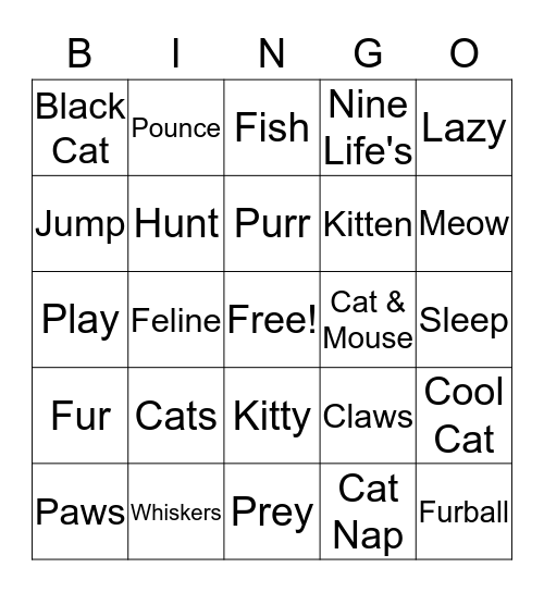 Cats Bingo Card