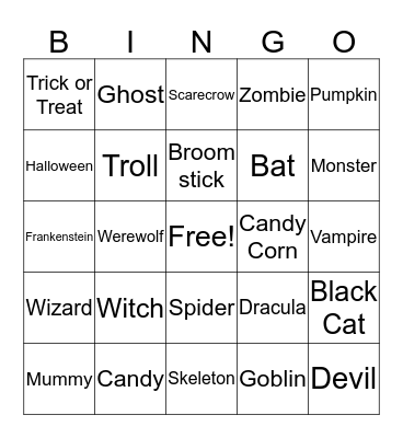 Halloween Bingo  Bingo Card