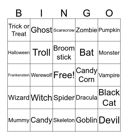 Halloween Bingo  Bingo Card