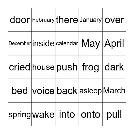 Frog and Toad Are Friends "Spring" Bingo Card