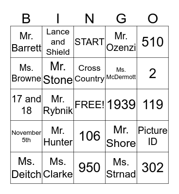 Guide to BCMS Back to School Bingo Card