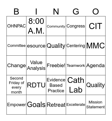 Nursing Congress Rapid Bingo Card