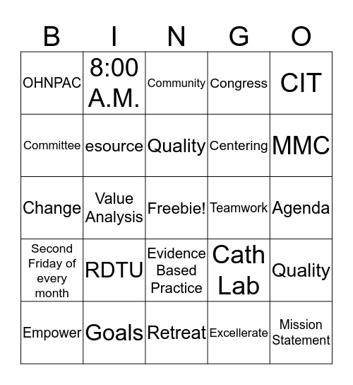 Nursing Congress Rapid Bingo Card