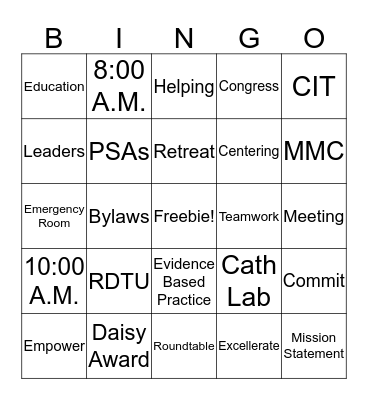 Nursing Congress Rapid Bingo Card