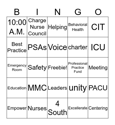 Nursing Congress Rapid Bingo Card