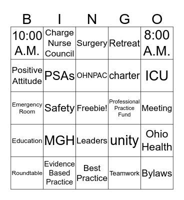 Nursing Congress Rapid Bingo Card