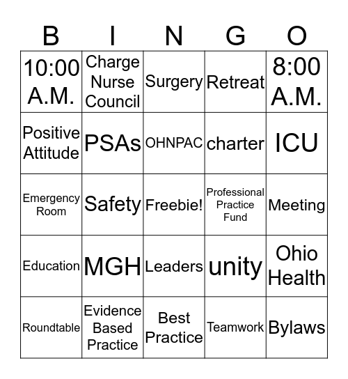 Nursing Congress Rapid Bingo Card