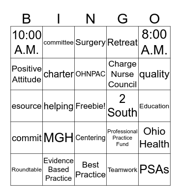 Nursing Congress Rapid Bingo Card