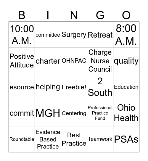 Nursing Congress Rapid Bingo Card