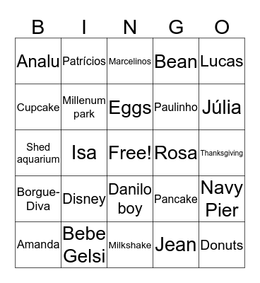 American Dream Bingo Card