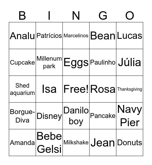 American Dream Bingo Card