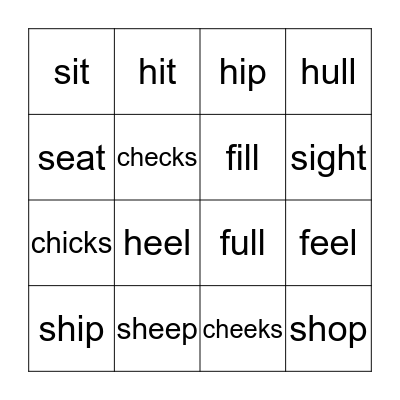Pronunciation BINGO! Bingo Card