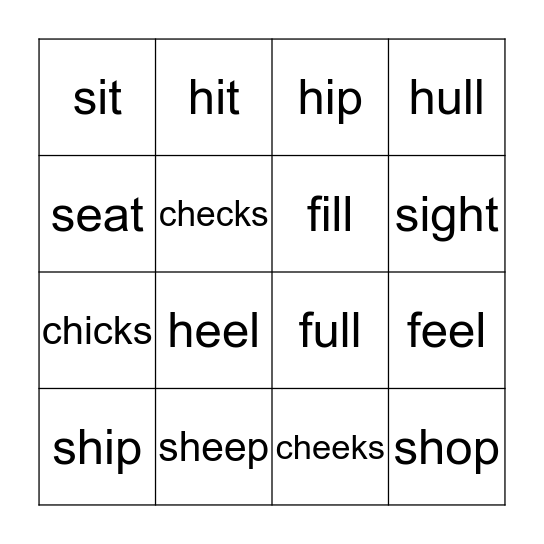 Pronunciation BINGO! Bingo Card