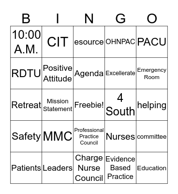 Nursing Congress Rapid Bingo Card