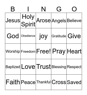 Sunday School Bingo Card