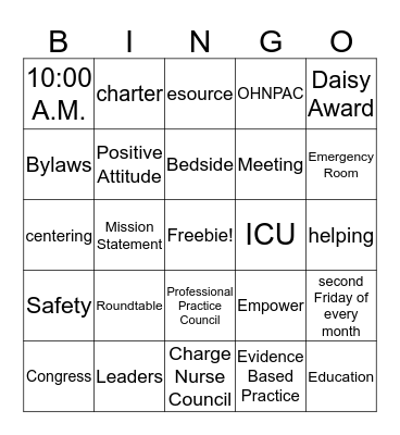 Nursing Congress Rapid Bingo Card