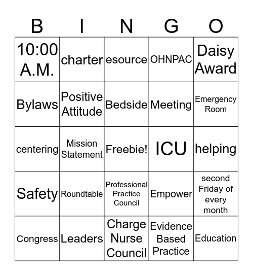 Nursing Congress Rapid Bingo Card