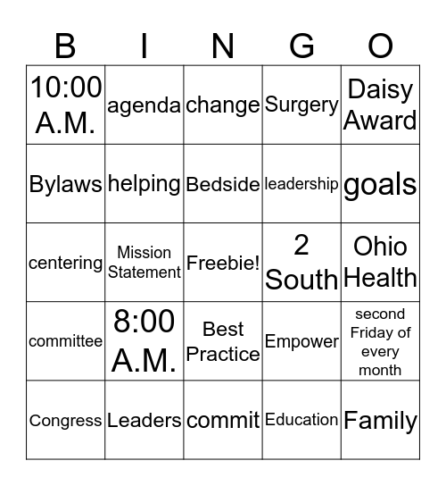 Nursing Congress Rapid Bingo Card