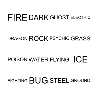 Suicune Hidden Power Bingo Card