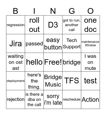 Conf Calls Bingo Card