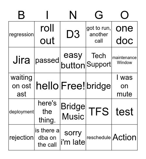 Conf Calls Bingo Card