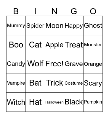 Halloween Bingo Card